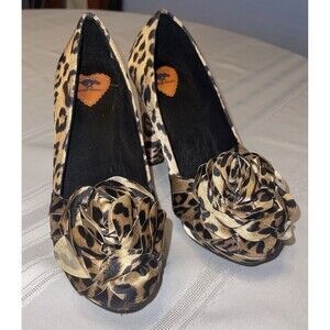 Women’s Rocketdog High Heels Shoes Size 8M Animal Print Leopard Flower Trim